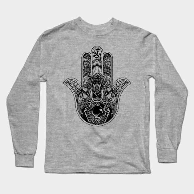 Hamsa Hand Schnauzer Long Sleeve T-Shirt by huebucket